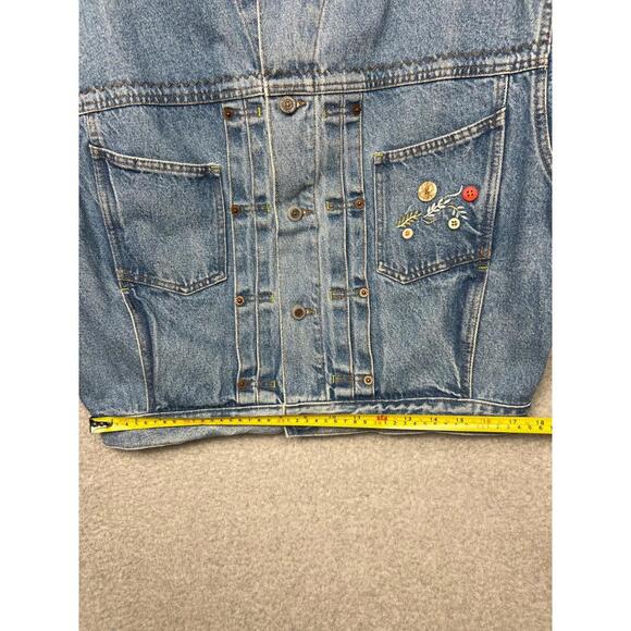 Y2K 90s Monte Carlo Polo Jockey Denim Embroidered Floral Jean Jacket Womens M - Picture 11 of 12